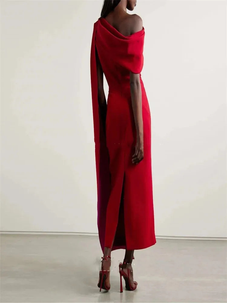 Red Evening Dresses Women One Shoulder Elegant Party Dresses 2025 New Sleeveless Formal Cocktail Gown Customized فساتين ا