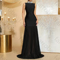Elegant Sleeveless Evening Dresses Luxury Floor Length Pleated Mesh Bodycon Rhinestones Bridesmaid Dress for Women Customized