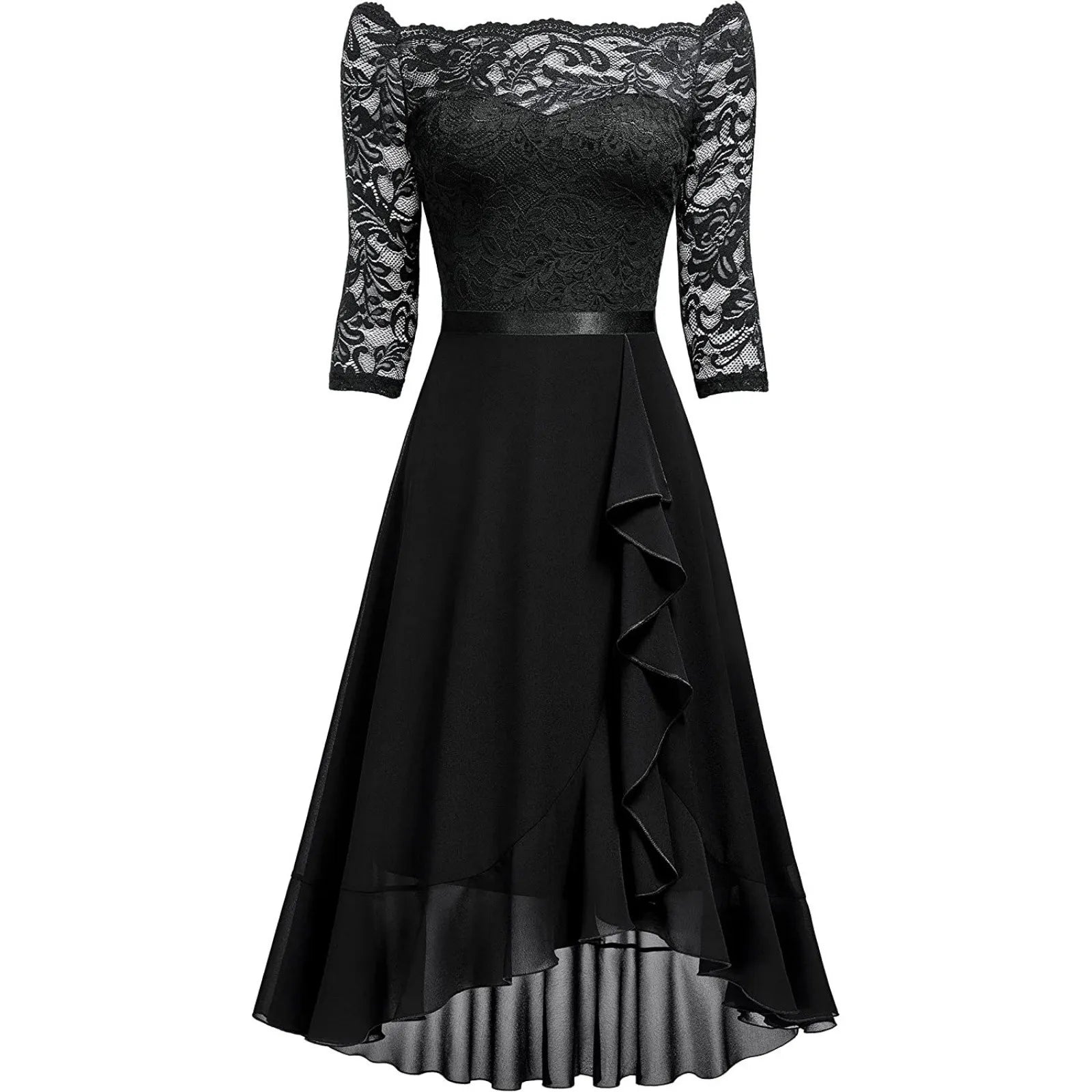 Evening Formal Dresses For Women Dark Blue Summer Dress Lace Irregular Large Skirt Wedding Guest Women Blouses Dressy Robe Femme